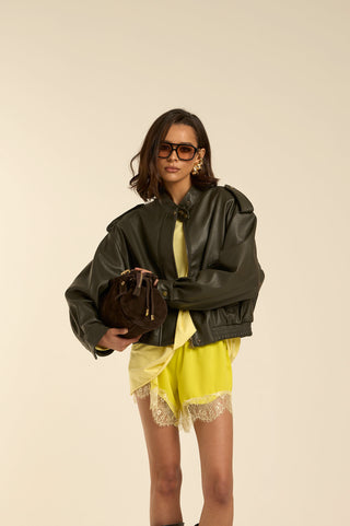 Giacca bomber NAKER LEATHER GREEN