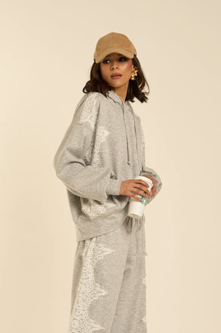 WHITE LACE STREET HOODIE