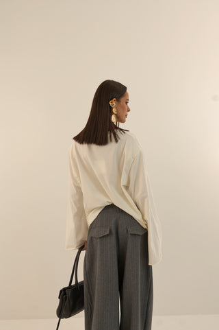 PANTALONE SARTORIALE OFFICE GESSATO GRIGIO