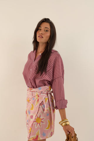 CAMICIA RIGATA ROSA MALVA