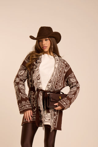 Cardigan Jacquard Brown