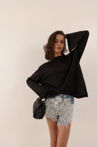 MAGLIA CON SPALLINA IMBOTTITA BEL NERO