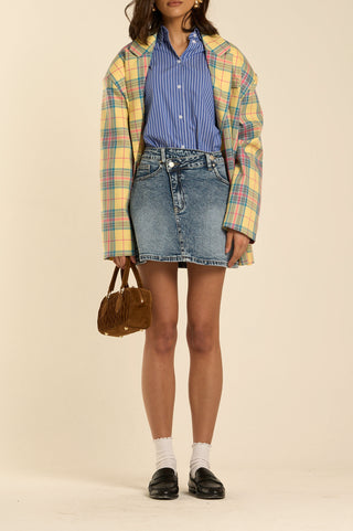 GONNA CROSS ASSYMETRIC in denim SCURO