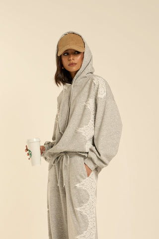 WHITE LACE STREET HOODIE
