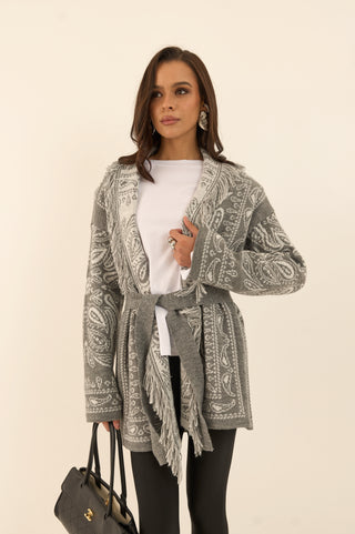 CARDIGAN JACQUARD GRIGIO