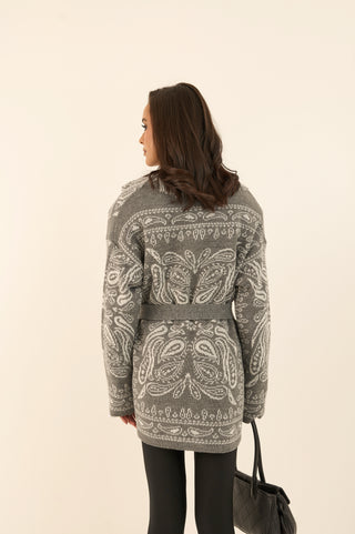 CARDIGAN JACQUARD GRIGIO