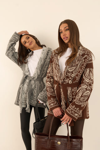 CARDIGAN JACQUARD GRIGIO