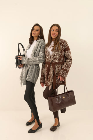 CARDIGAN JACQUARD GRIGIO